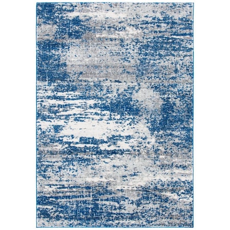 Flowers First 5 ft. 1 in. x 7 ft. 6 in. Evoke Contemporary Rectangle Power Loomed Rug Dark Blue & Grey FL1909499